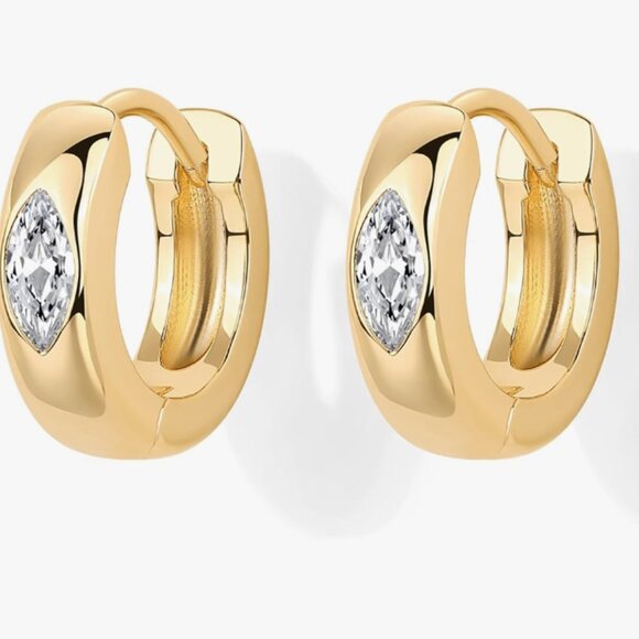 14K Gold White Gold Posts Chunky - Picture 7 of 7